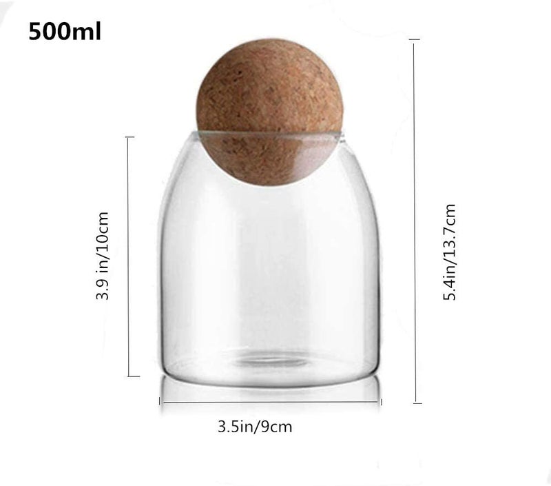 Piscepio Glass Jar with Wood Lid Ball Jar Small Food Storage Container Clear Candy Jars Canister Sugar Coffee Tea Beans Spice Salt Storage 2 PSC 500 ML - Image 3